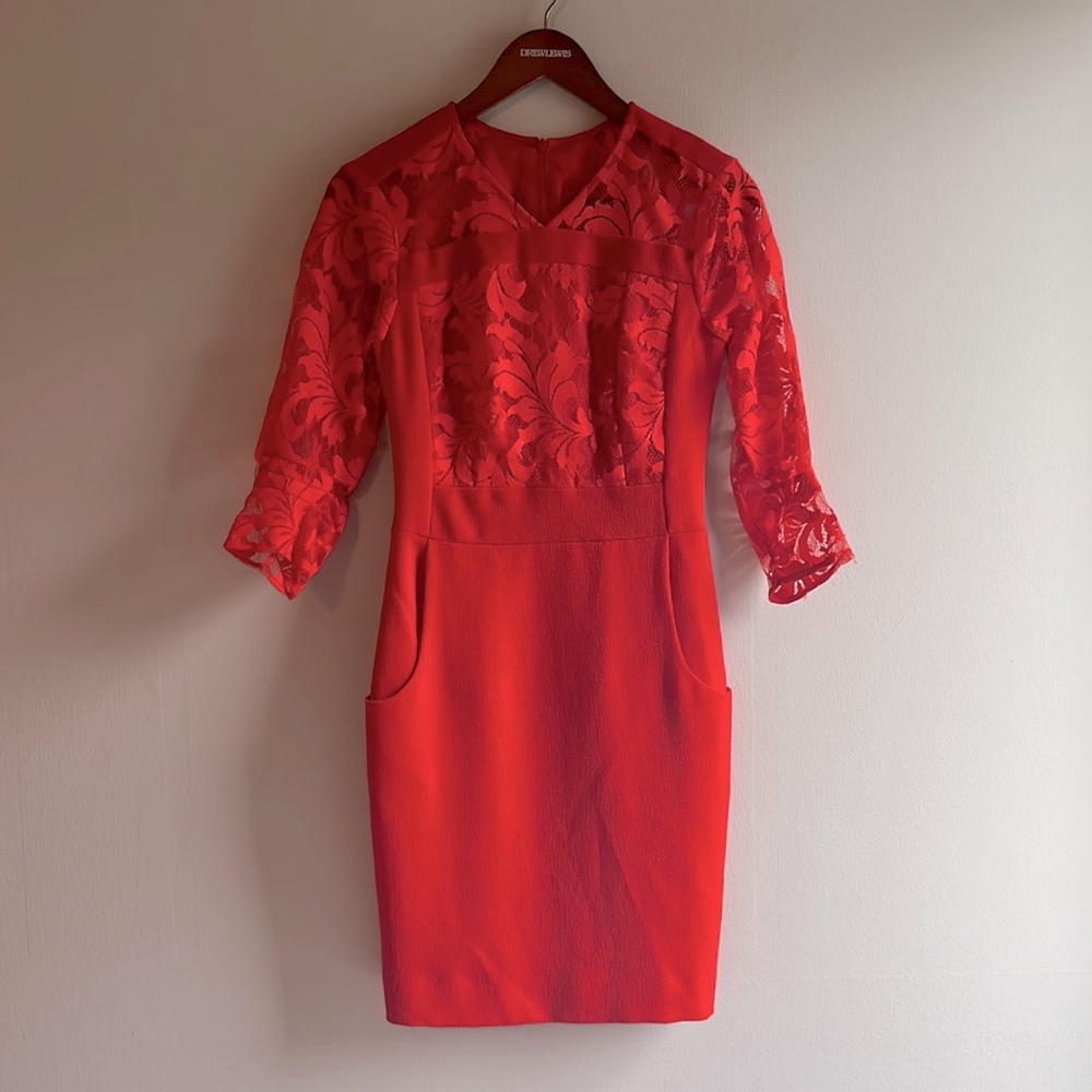NWOT Nanette Lepore red lace semi formal cocktail dress